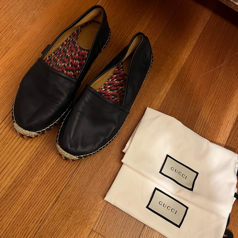 Brand new Gucci leather espradilles with dust bags